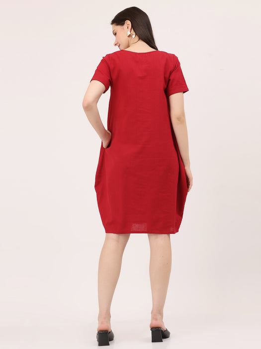 THE CLASSIC DAY DRESS- Fiery Red