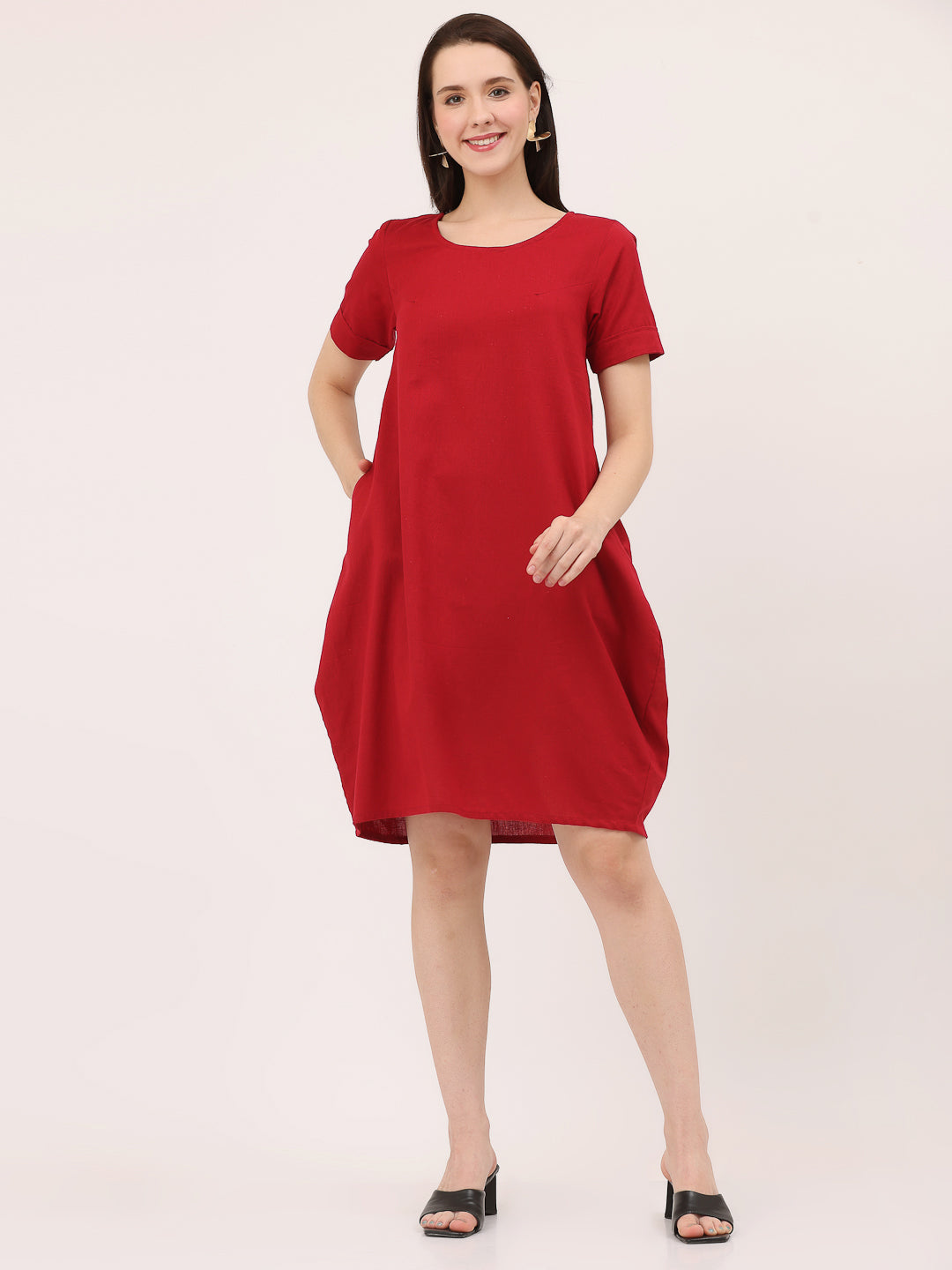 THE CLASSIC DAY DRESS- Fiery Red