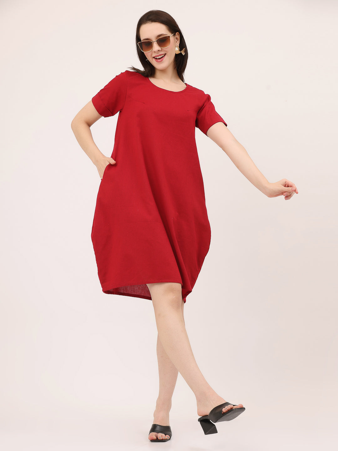 THE CLASSIC DAY DRESS- Fiery Red