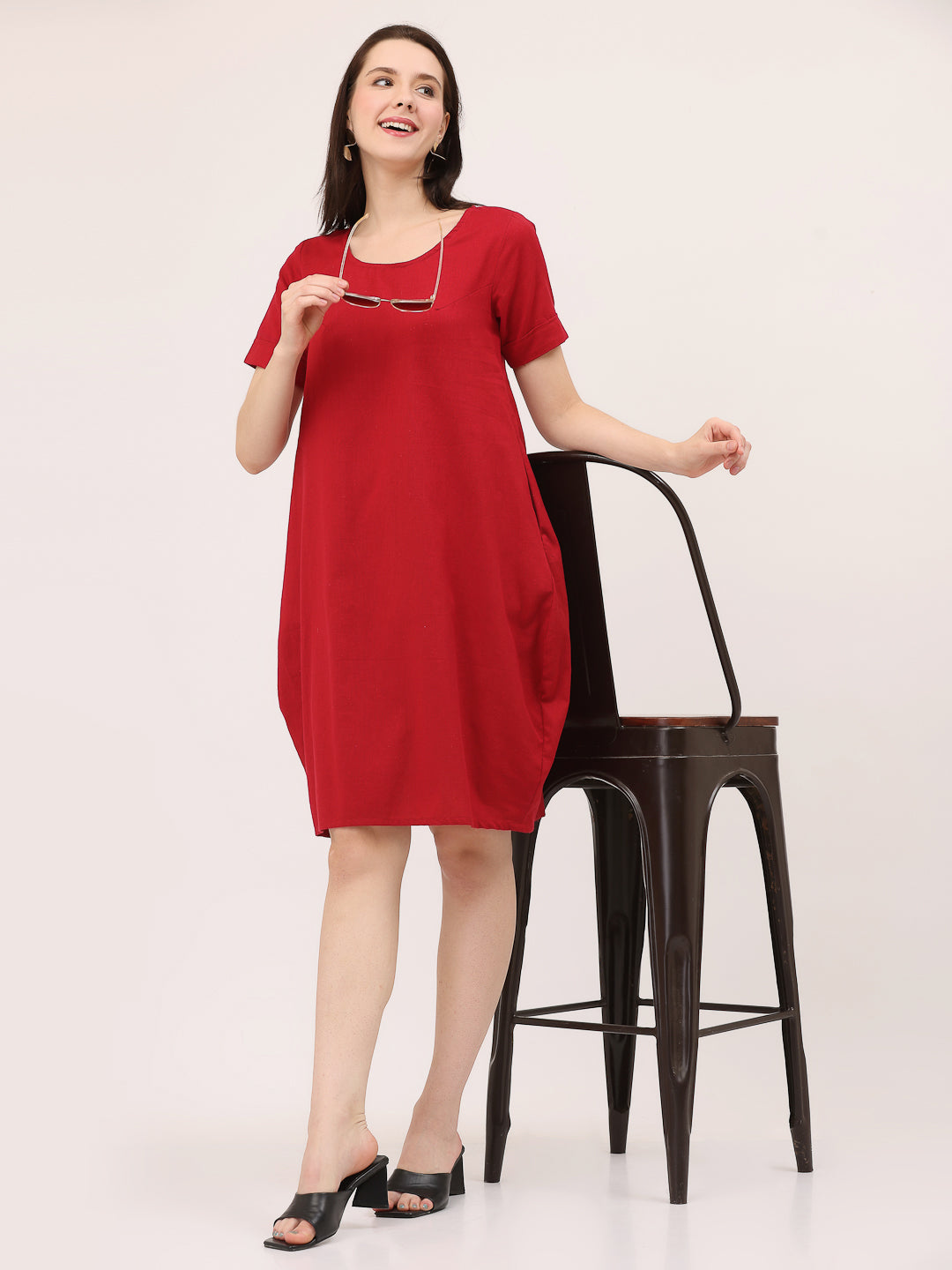THE CLASSIC DAY DRESS- Fiery Red