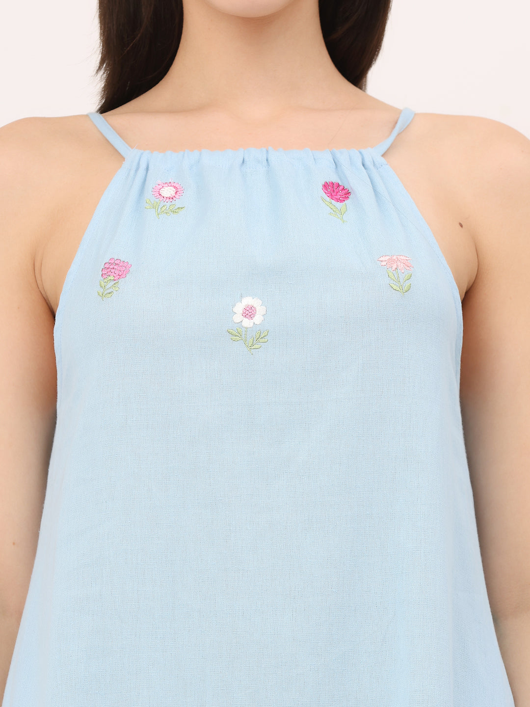 HALTER EMBROIDERED DRESS- Summer Song