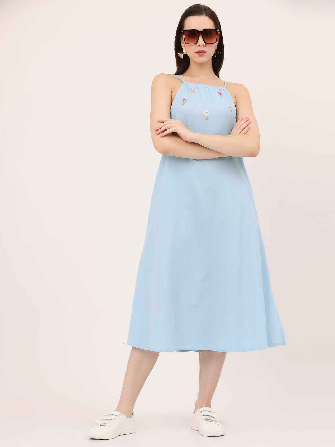 HALTER EMBROIDERED DRESS- Summer Song