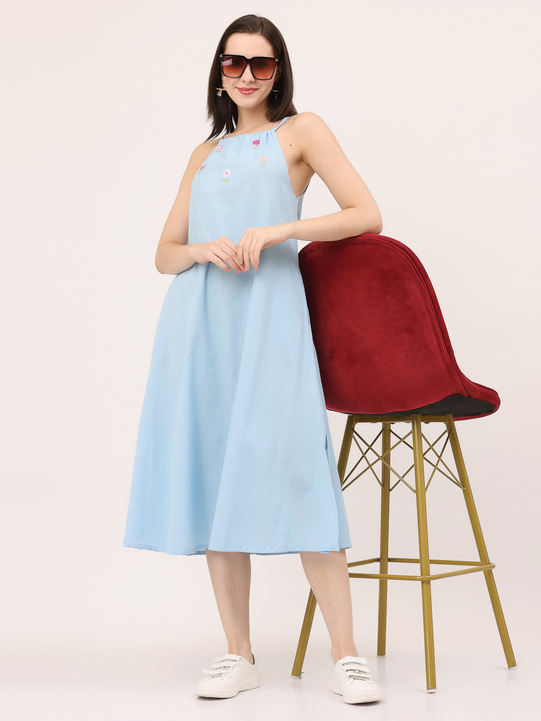 HALTER EMBROIDERED DRESS- Summer Song