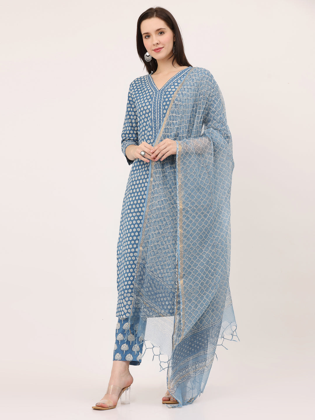 BLOCK PRINTED LAPIS-BLUE KURTA SET