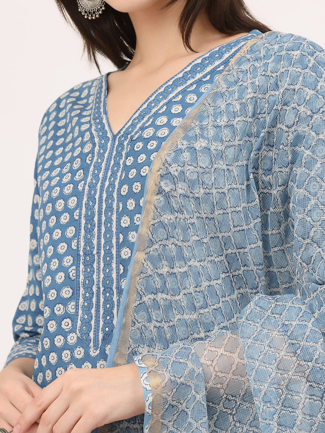 BLOCK PRINTED LAPIS-BLUE KURTA SET