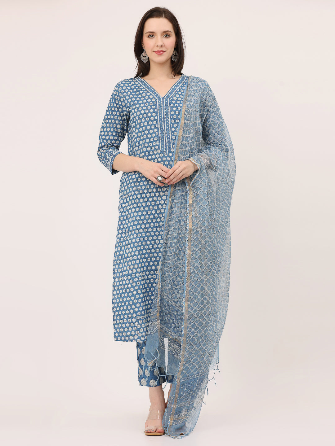 BLOCK PRINTED LAPIS-BLUE KURTA SET