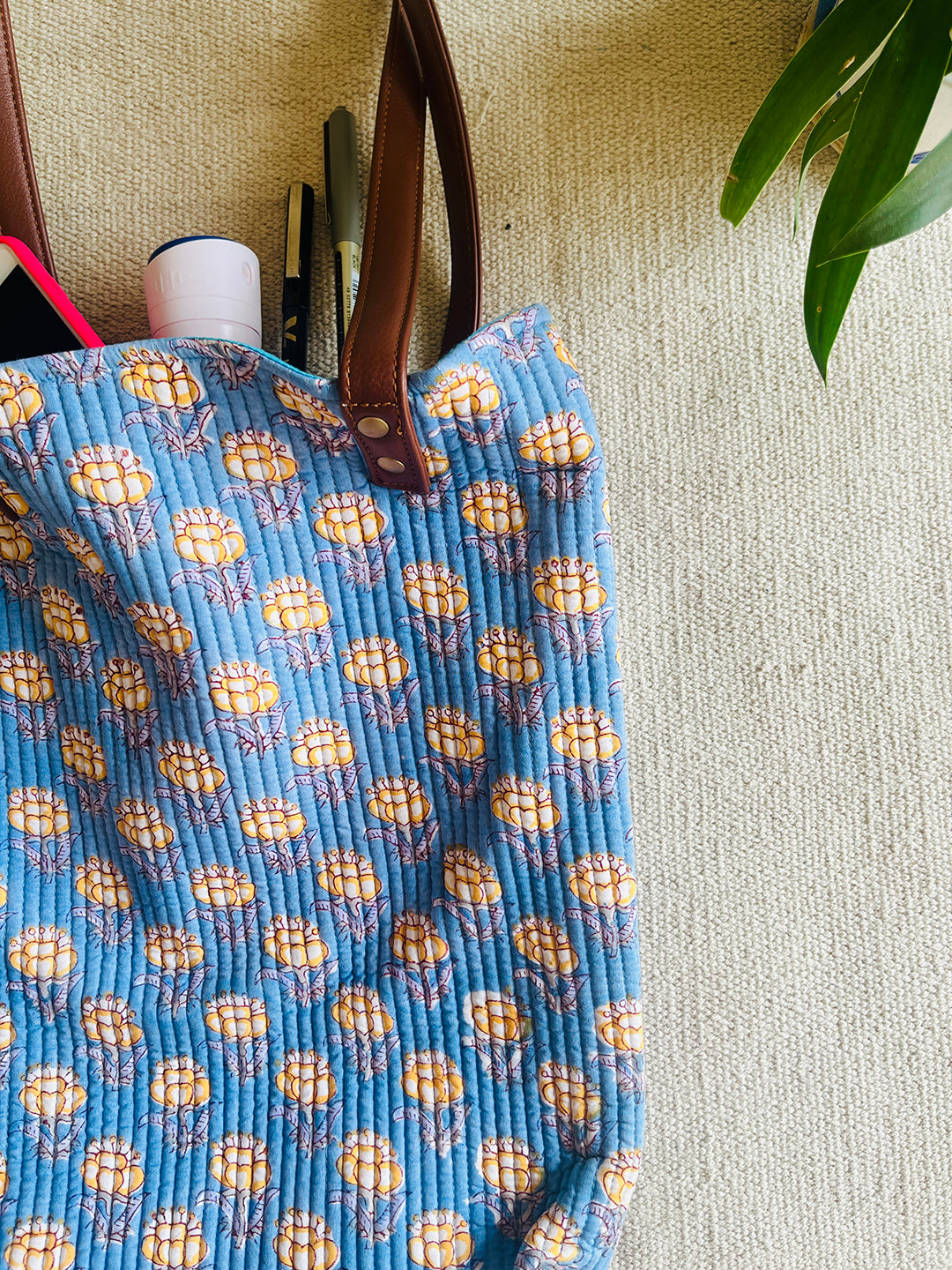 "I'M YOUR TRAVEL PAL" COTTON QUILTED BAG- AASMANI NEELA