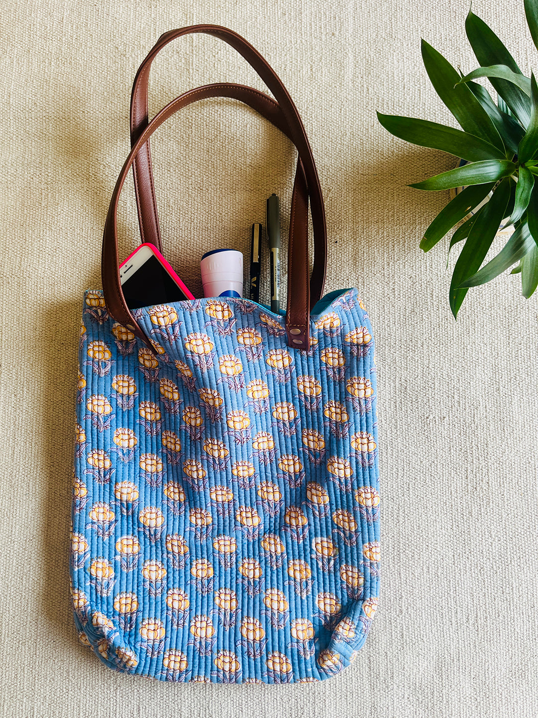 "I'M YOUR TRAVEL PAL" COTTON QUILTED BAG- AASMANI NEELA