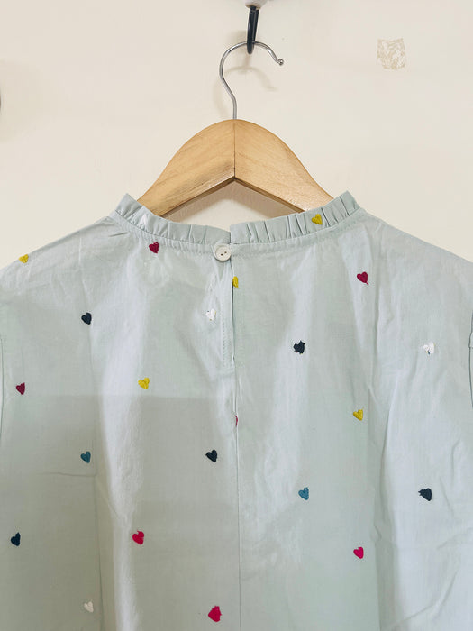 LITTLE HEARTS EMBROIDERED PEPLUM TOP
