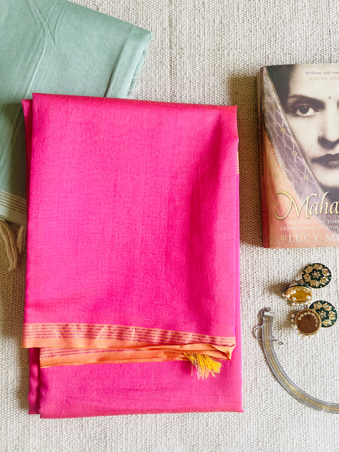 CHANDERI CROSS-YARN-DYED DUPATTA-ROUGE