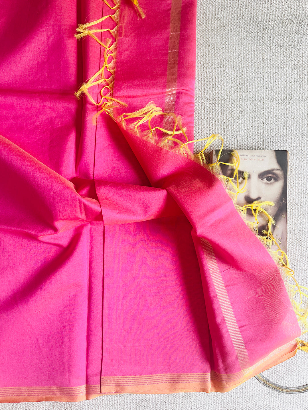 CHANDERI CROSS-YARN-DYED DUPATTA-ROUGE