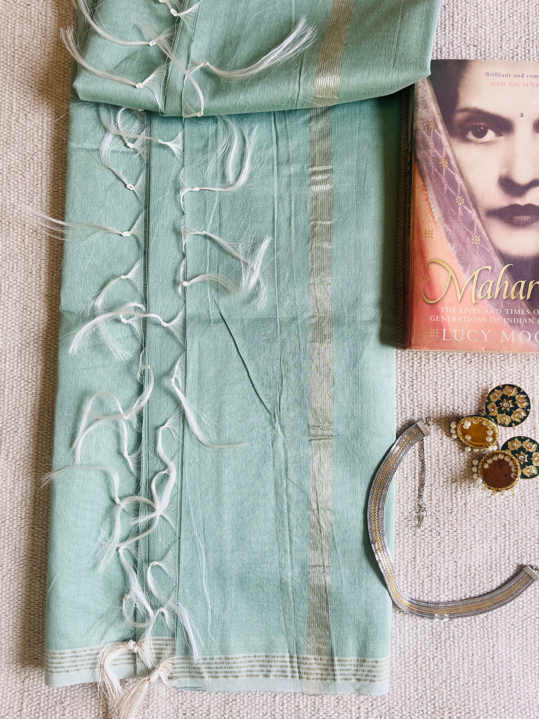 CHANDERI CROSS-YARN-DYED DUPATTA-MINT