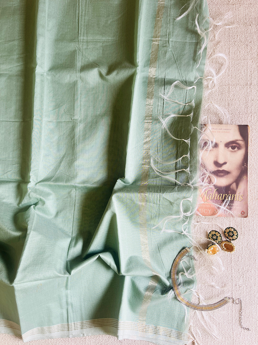 CHANDERI CROSS-YARN-DYED DUPATTA-MINT