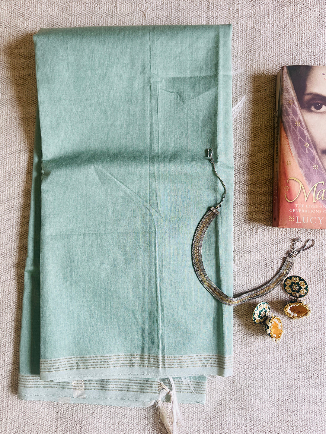 CHANDERI CROSS-YARN-DYED DUPATTA-MINT