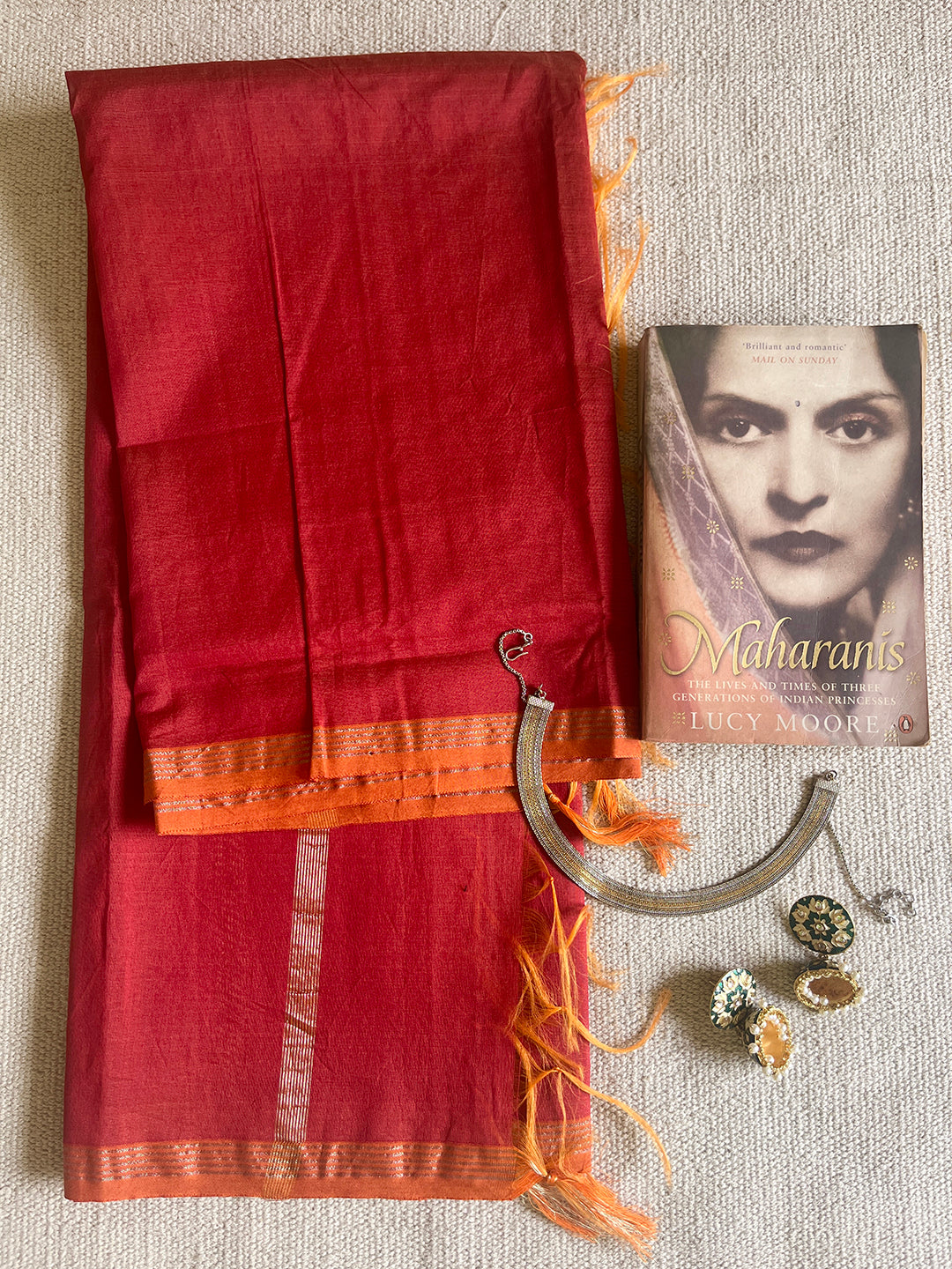 CHANDERI CROSS-YARN-DYED DUPATTA-CRANBERRY