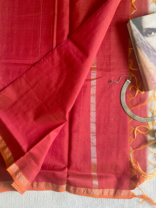 CHANDERI CROSS-YARN-DYED DUPATTA-CRANBERRY