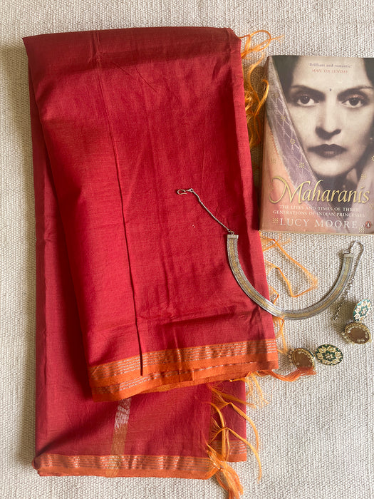CHANDERI CROSS-YARN-DYED DUPATTA-CRANBERRY