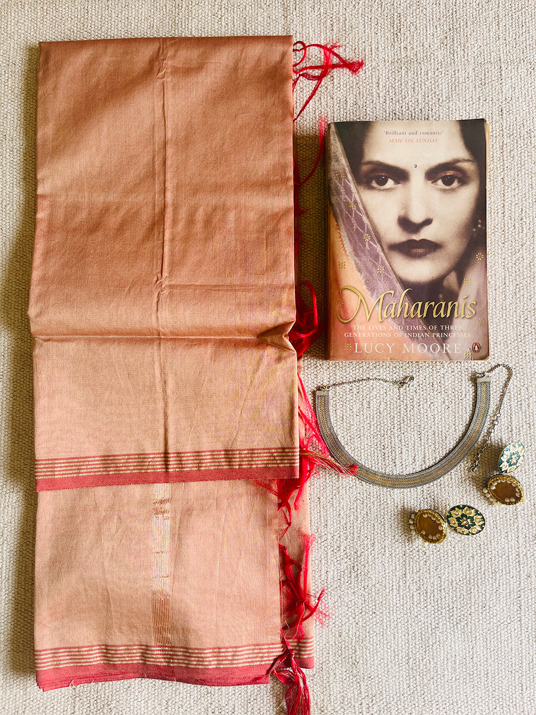 CHANDERI CROSS-YARN-DYED DUPATTA- CINNAMON