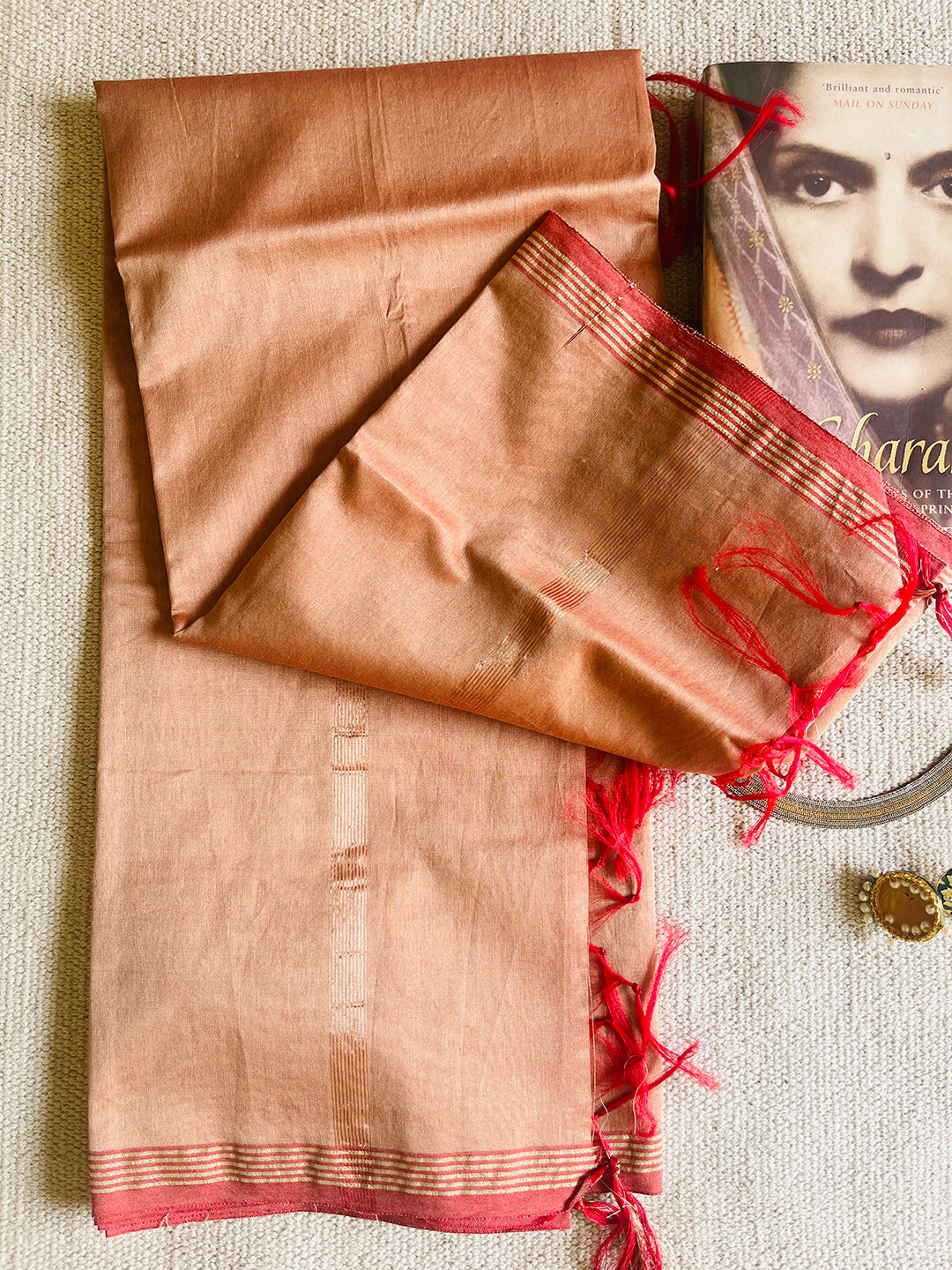 CHANDERI CROSS-YARN-DYED DUPATTA- CINNAMON