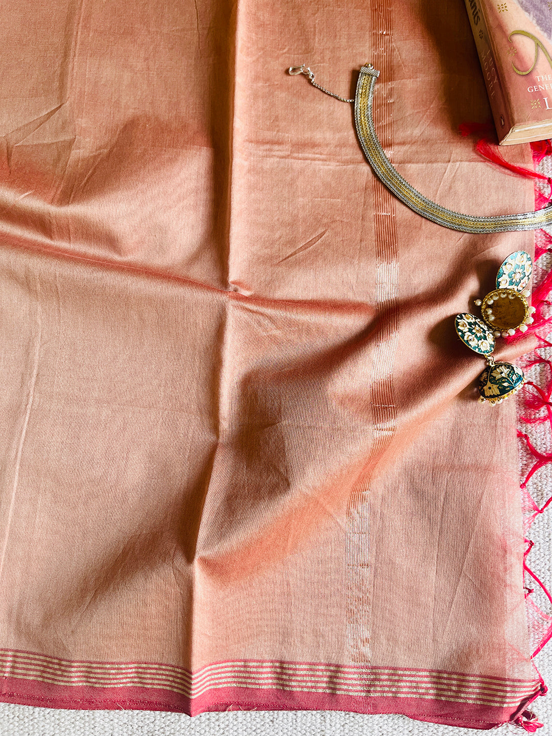 CHANDERI CROSS-YARN-DYED DUPATTA- CINNAMON