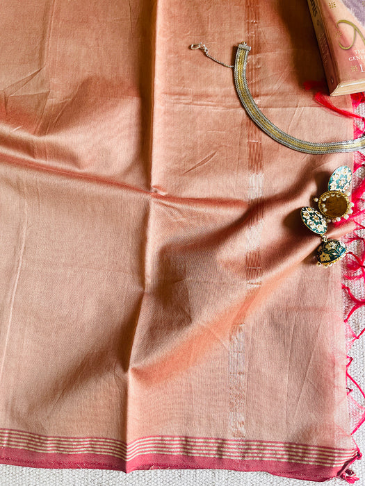 CHANDERI CROSS-YARN-DYED DUPATTA- CINNAMON