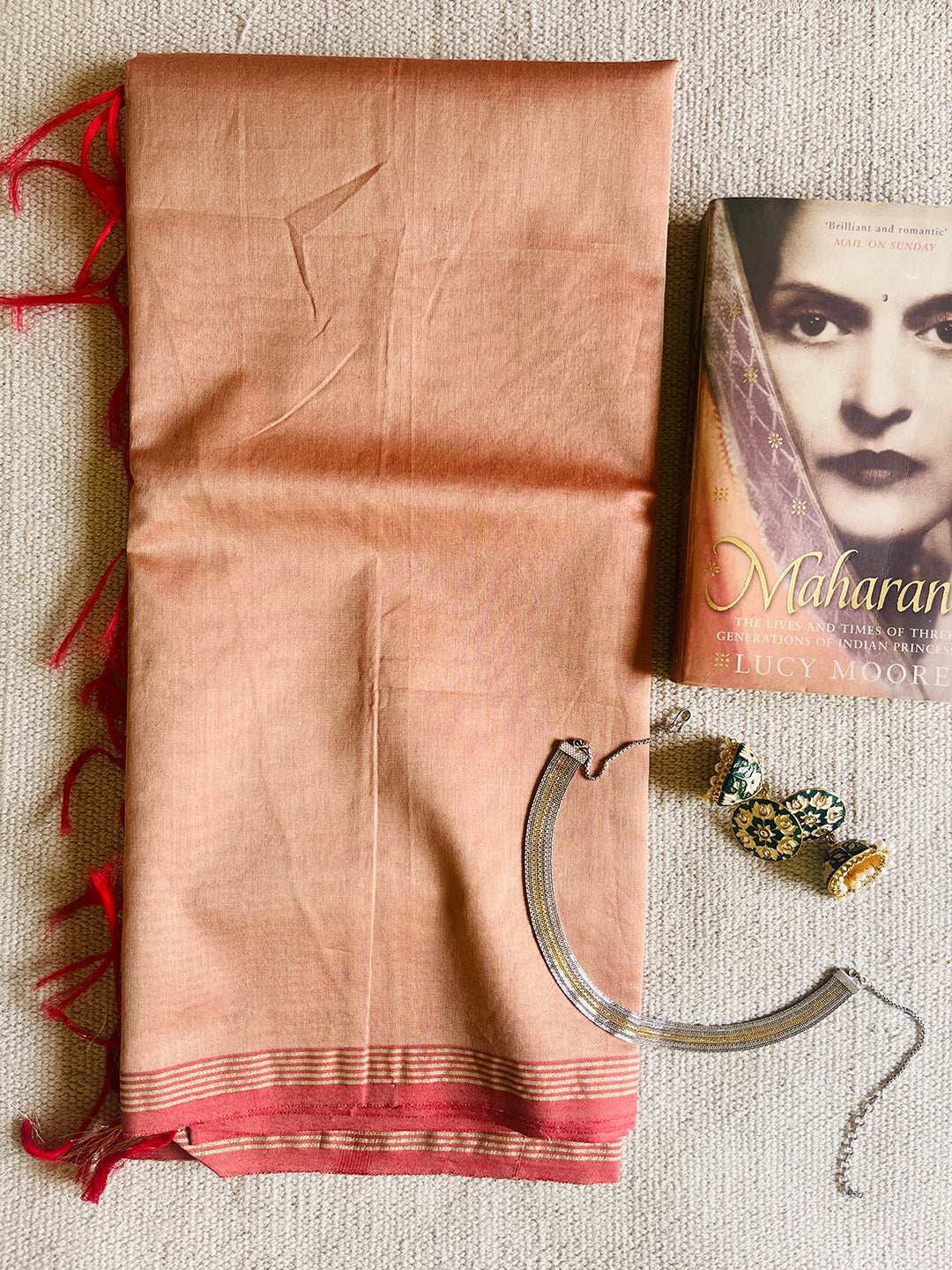 CHANDERI CROSS-YARN-DYED DUPATTA- CINNAMON