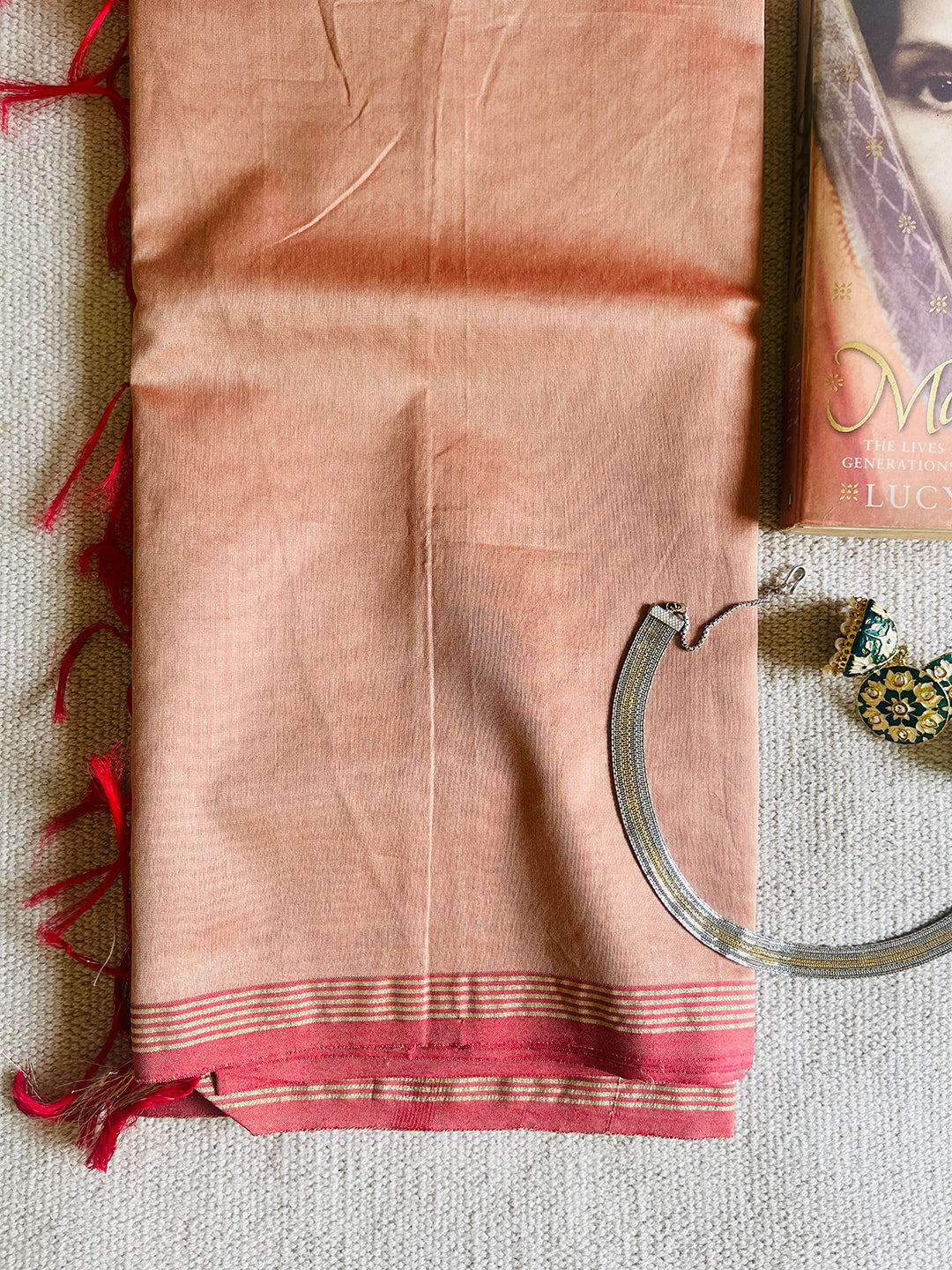 CHANDERI CROSS-YARN-DYED DUPATTA- CINNAMON