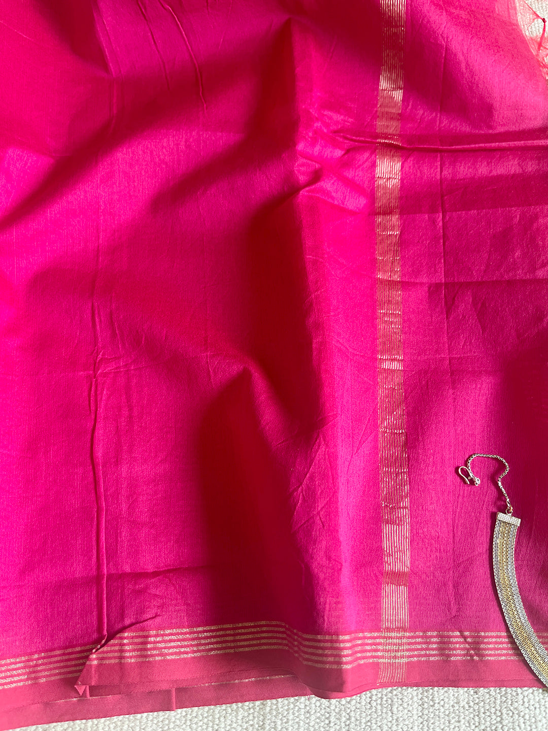 CHANDERI CROSS-YARN-DYED DUPATTA- ROYAL FUCHSIA