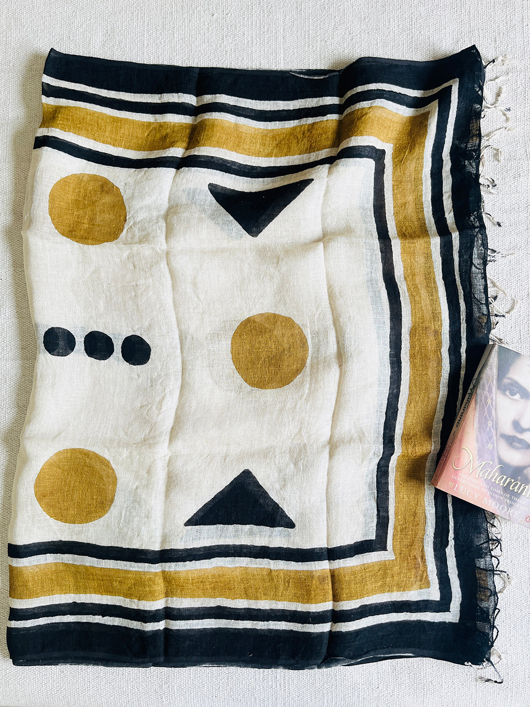 "KEEP YOUR AURA BRIGHT" HANDCRAFTED LINEN DUPATTA