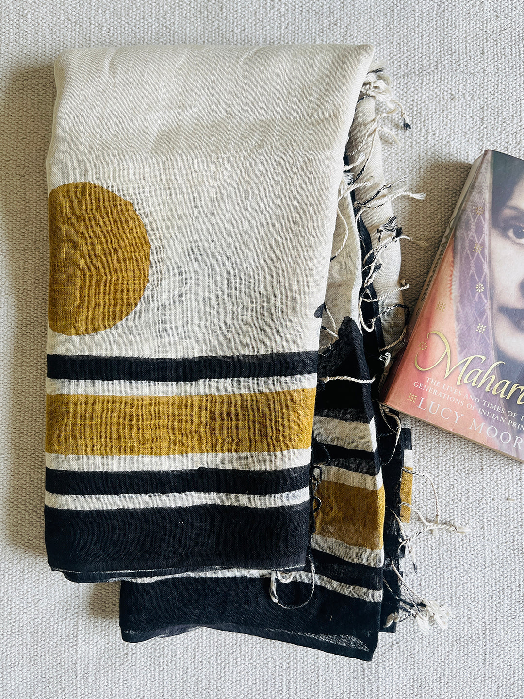 "KEEP YOUR AURA BRIGHT" HANDCRAFTED LINEN DUPATTA