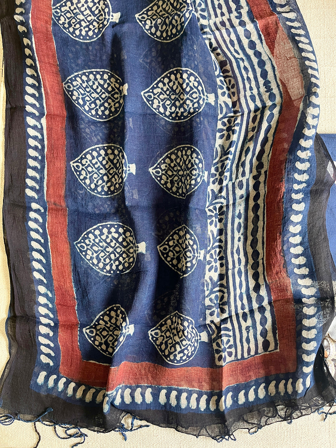 "AN INDIGO STORY" SPRING LEAF LINEN DUPATTA
