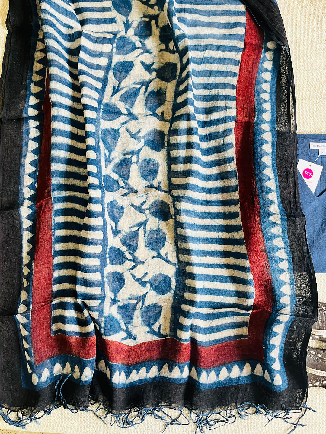 "AN INDIGO STORY" OUT OF THE BLUE LINEN DUPATTA