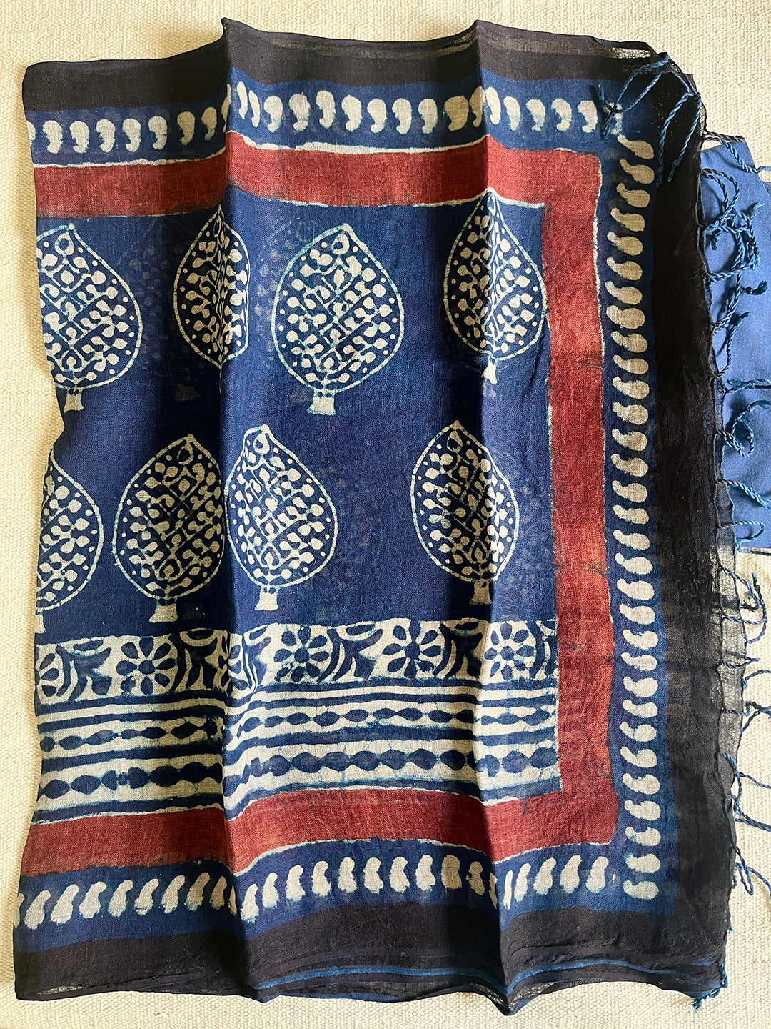 "AN INDIGO STORY" SPRING LEAF LINEN DUPATTA