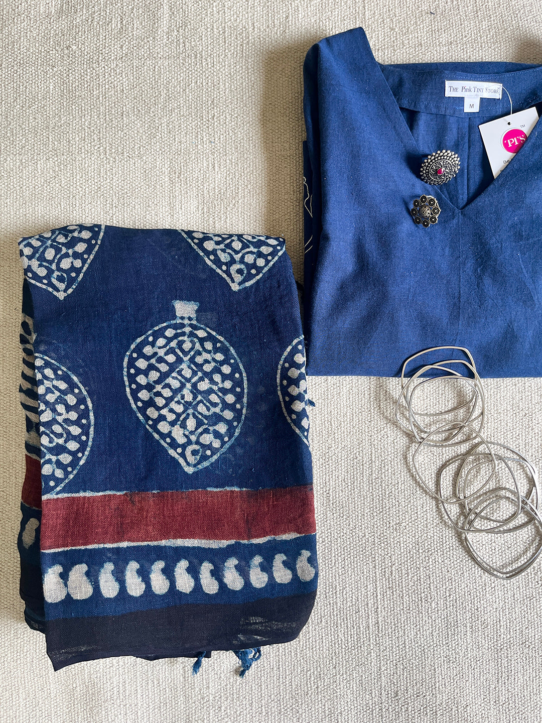 "AN INDIGO STORY" SPRING LEAF LINEN DUPATTA