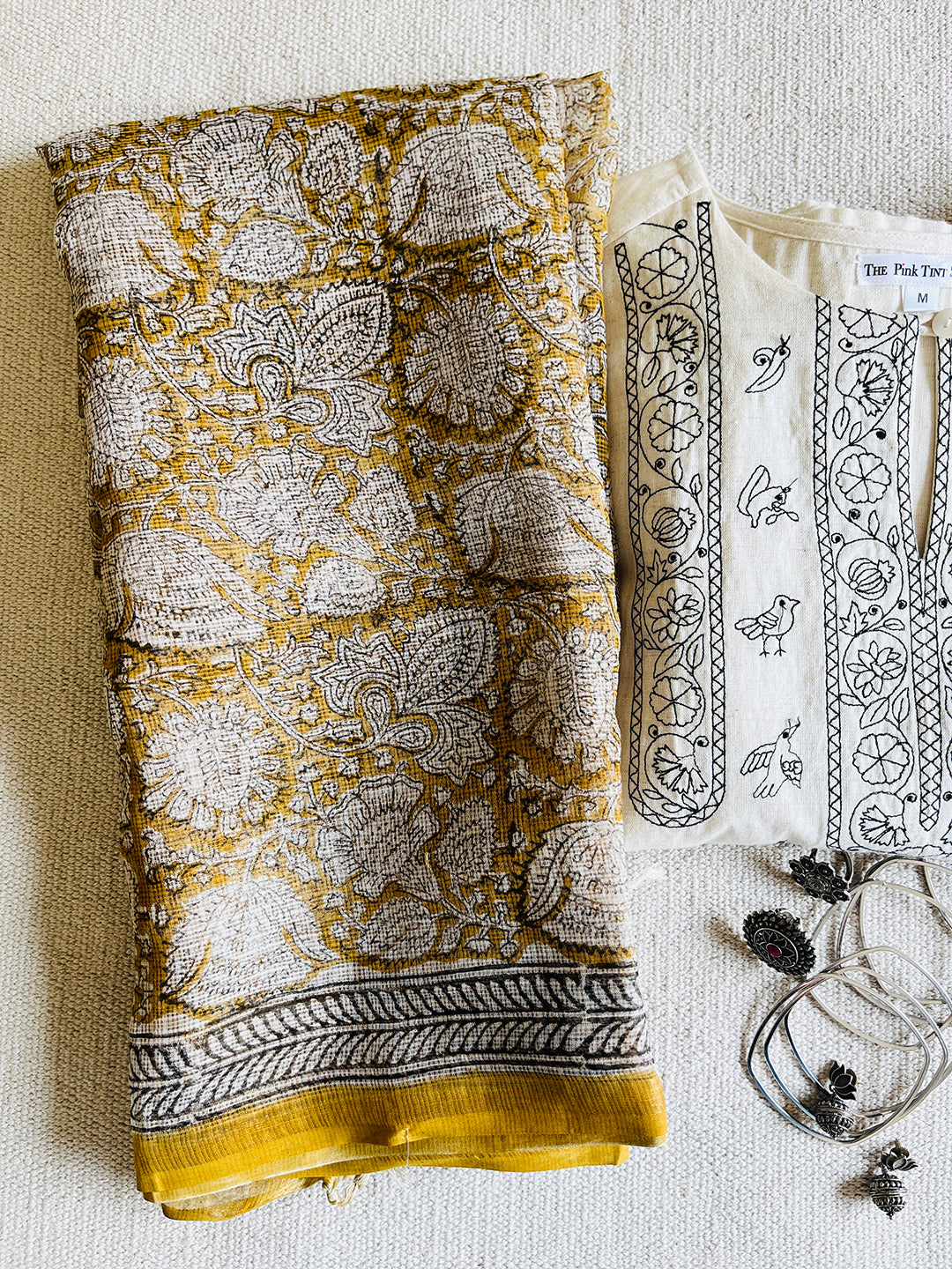KOTA MUSTARD KALAMKARI JAAL DUPATTA