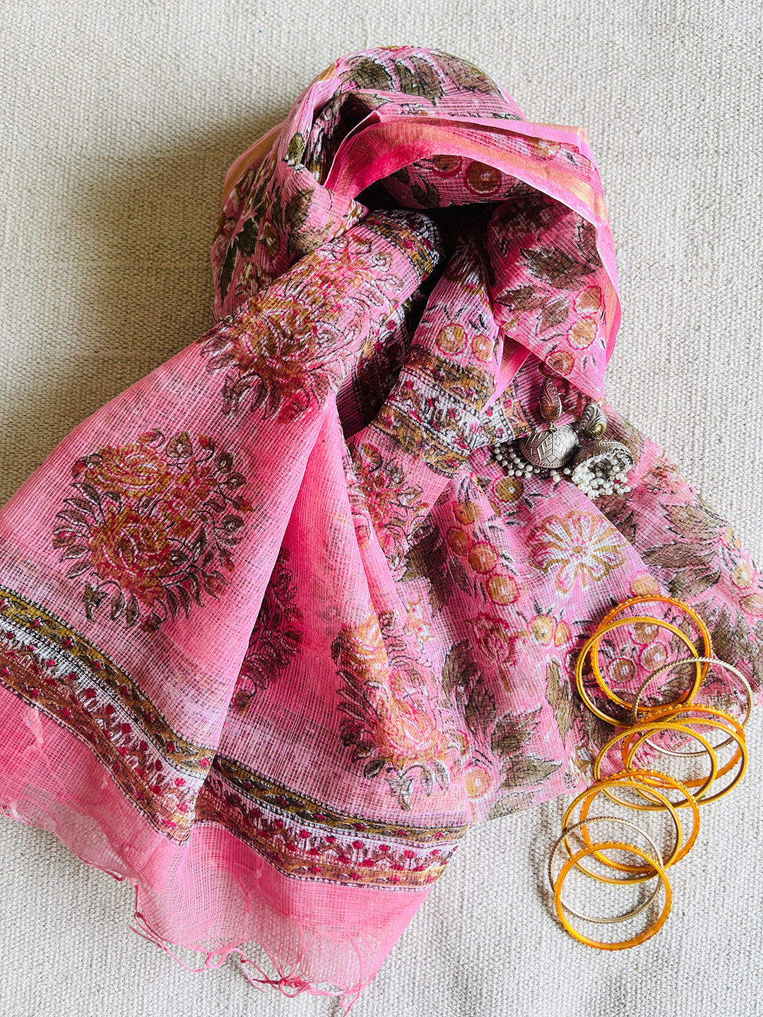 "DRAPED IN THE POETRY OF BLOSSOMS" KOTA DORIA DUPATTA