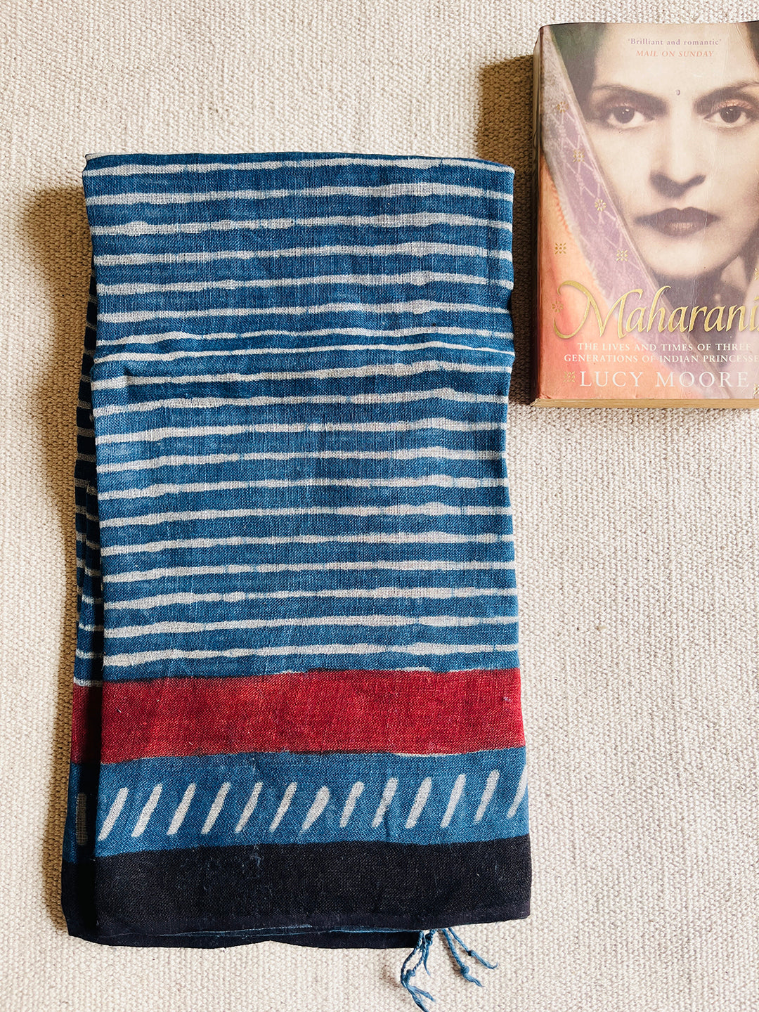CONTEMPORARY STRIPES INDIGO LINEN DUPATTA