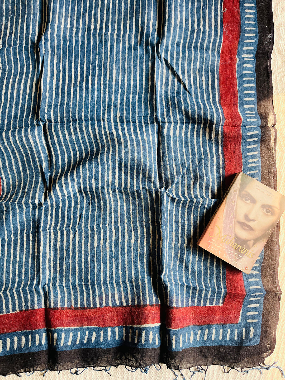 CONTEMPORARY STRIPES INDIGO LINEN DUPATTA
