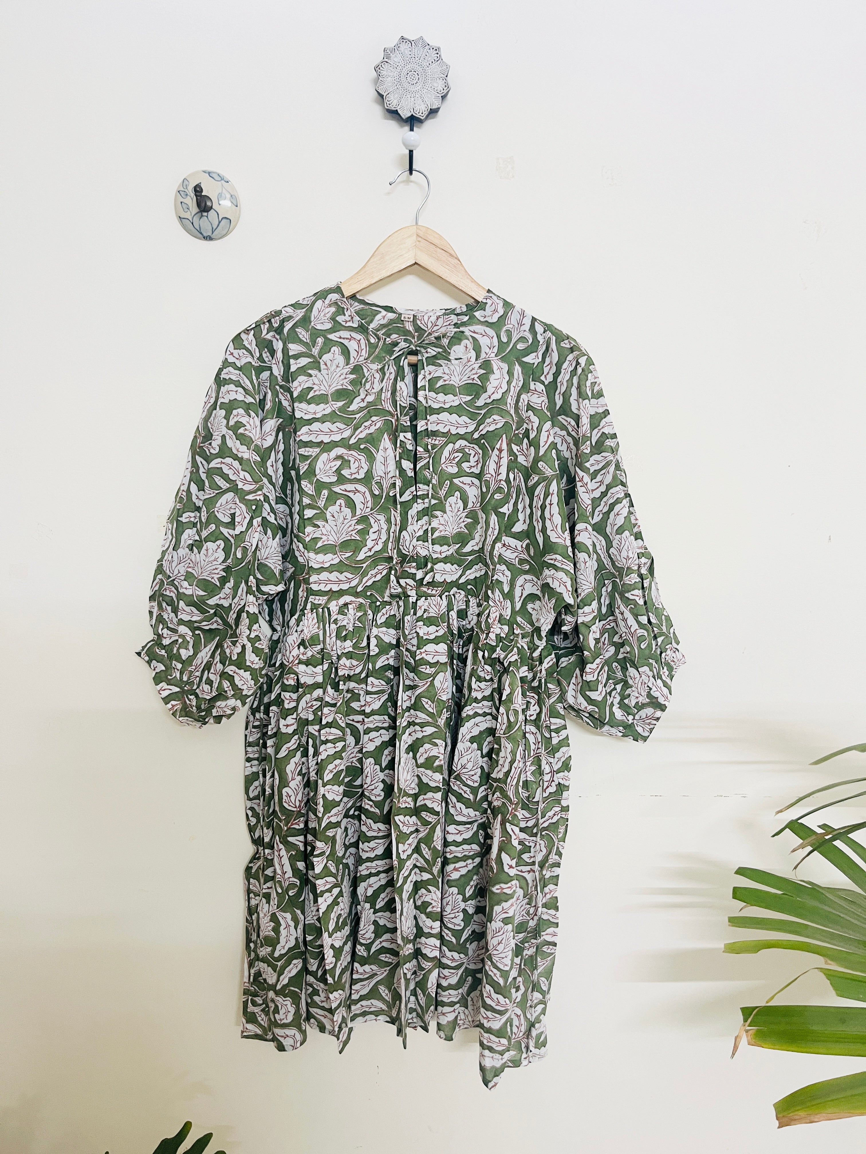 "MY DARLING GO GREEN" MULMUL SWING DRESS