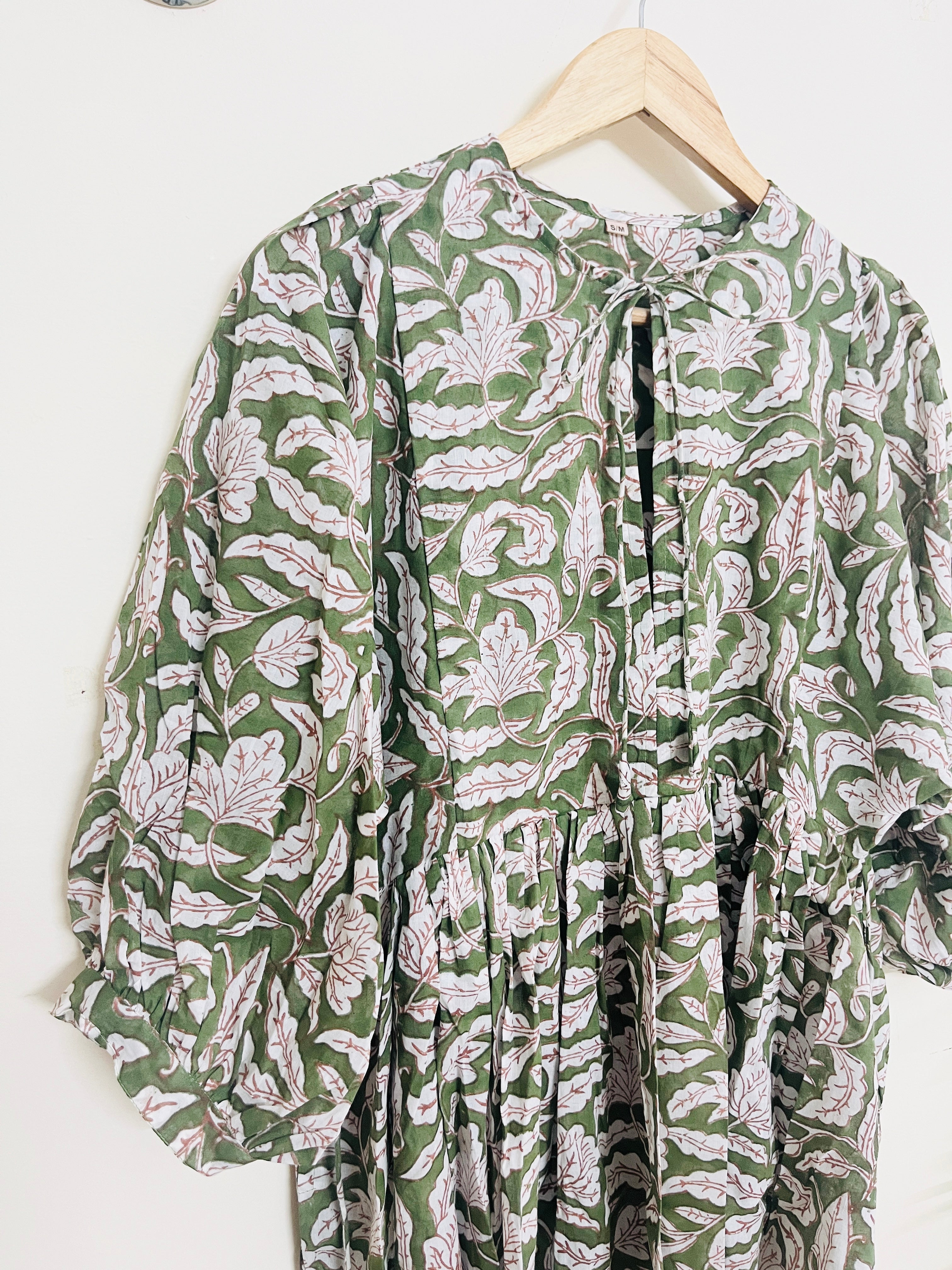 "MY DARLING GO GREEN" MULMUL SWING DRESS