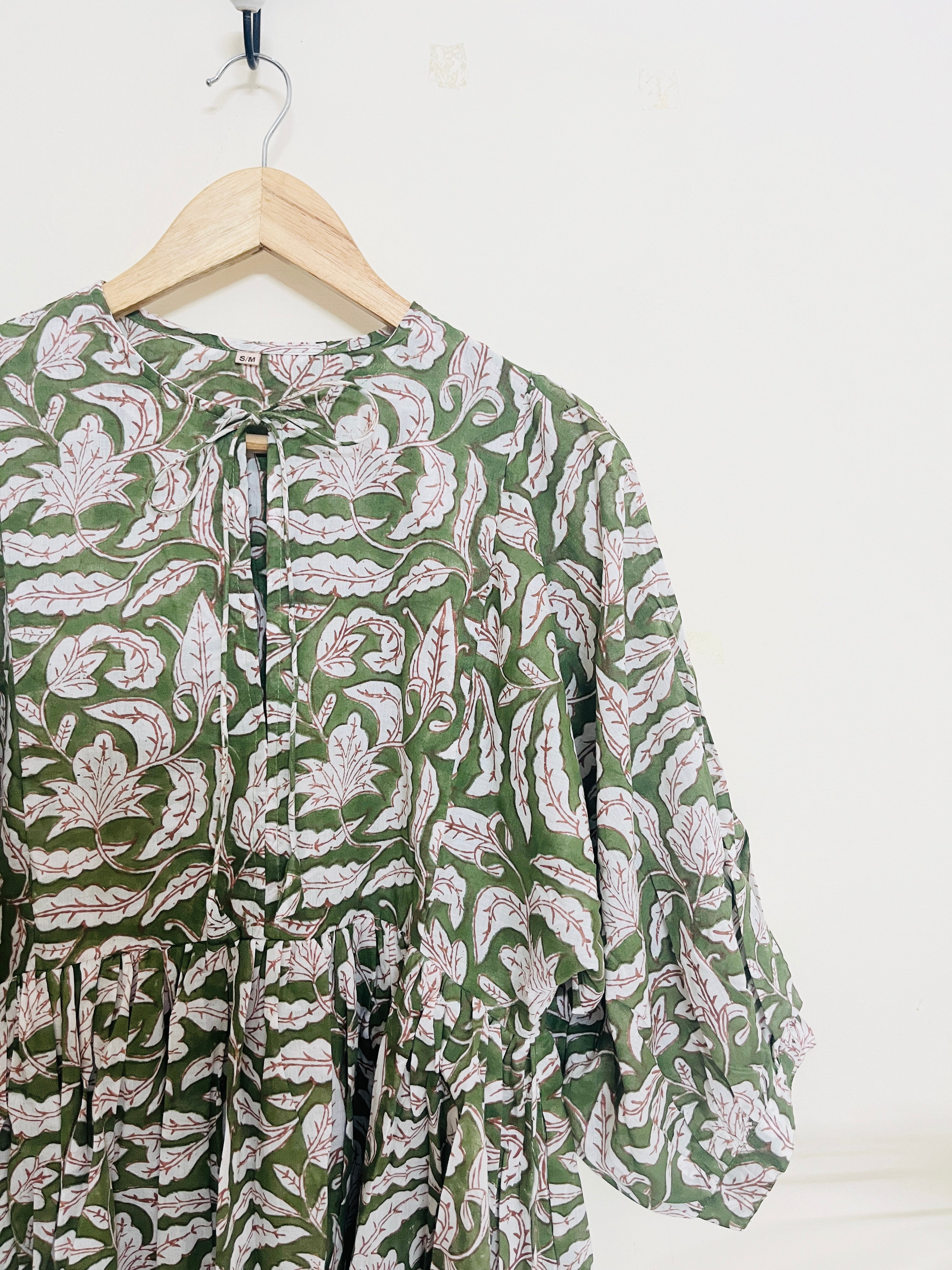 "MY DARLING GO GREEN" MULMUL SWING DRESS