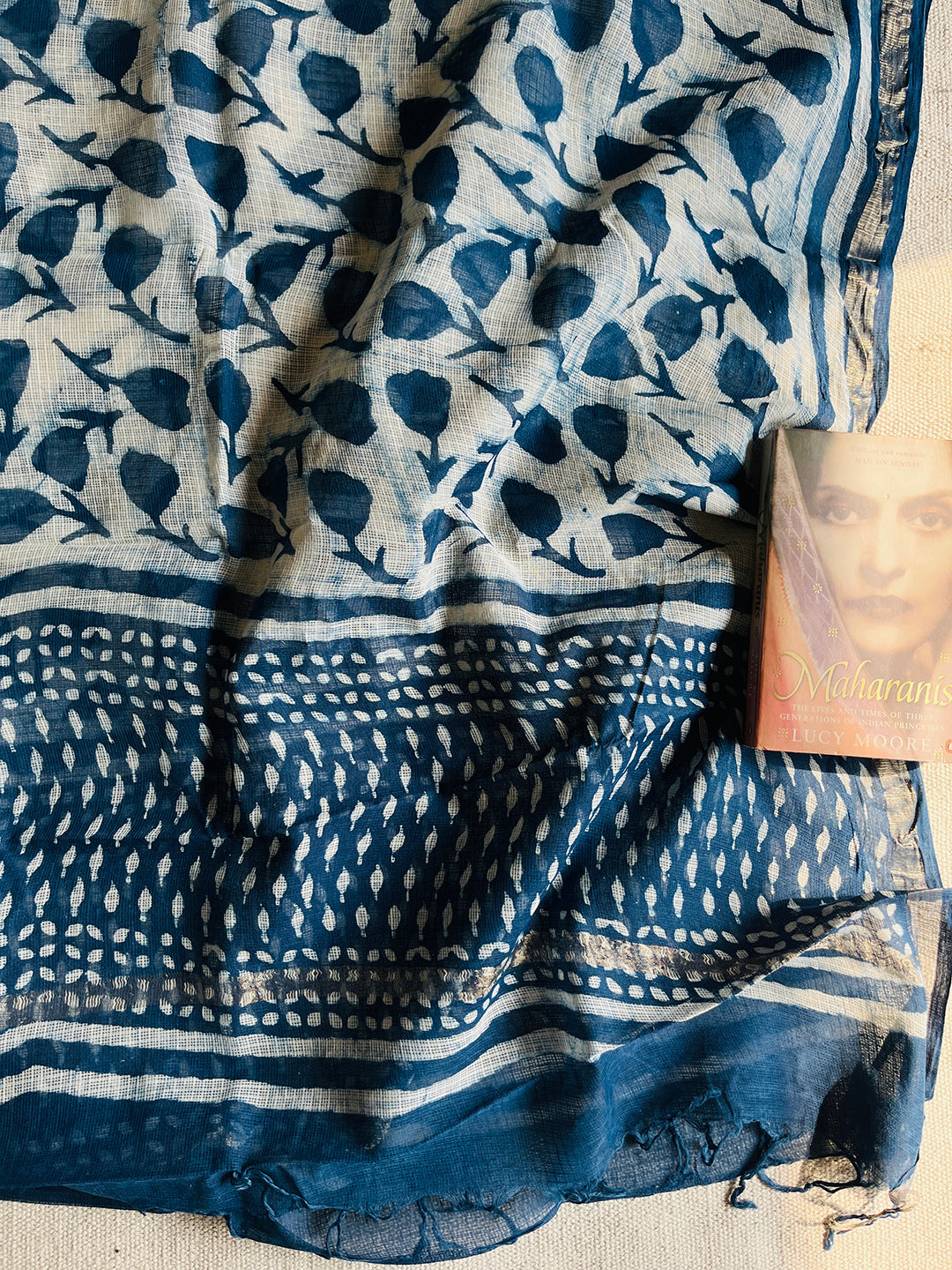 KOTA  DORIA INDIGO TULIP GARDEN DUPATTA