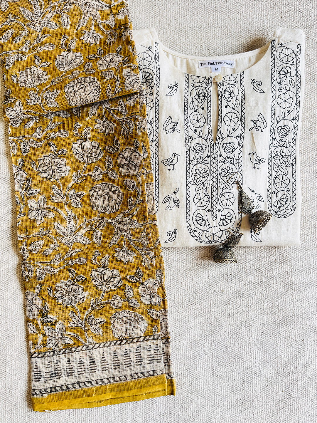 MUSTARD FLORAL JAAL KOTA DORIA DUPATTA