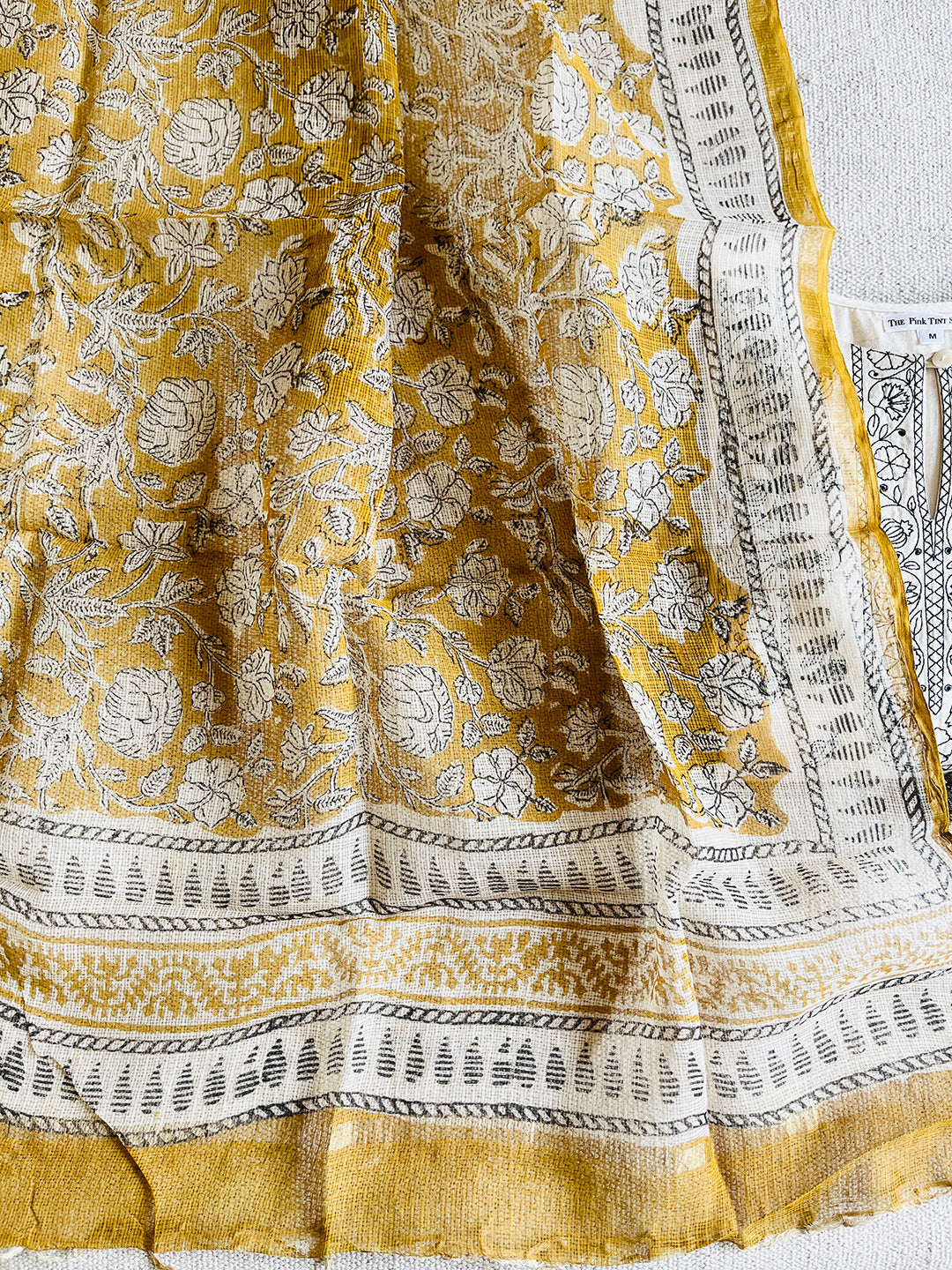 MUSTARD FLORAL JAAL KOTA DORIA DUPATTA