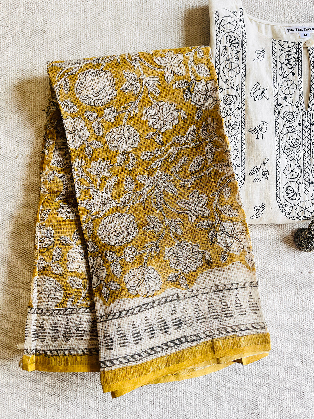 MUSTARD FLORAL JAAL KOTA DORIA DUPATTA