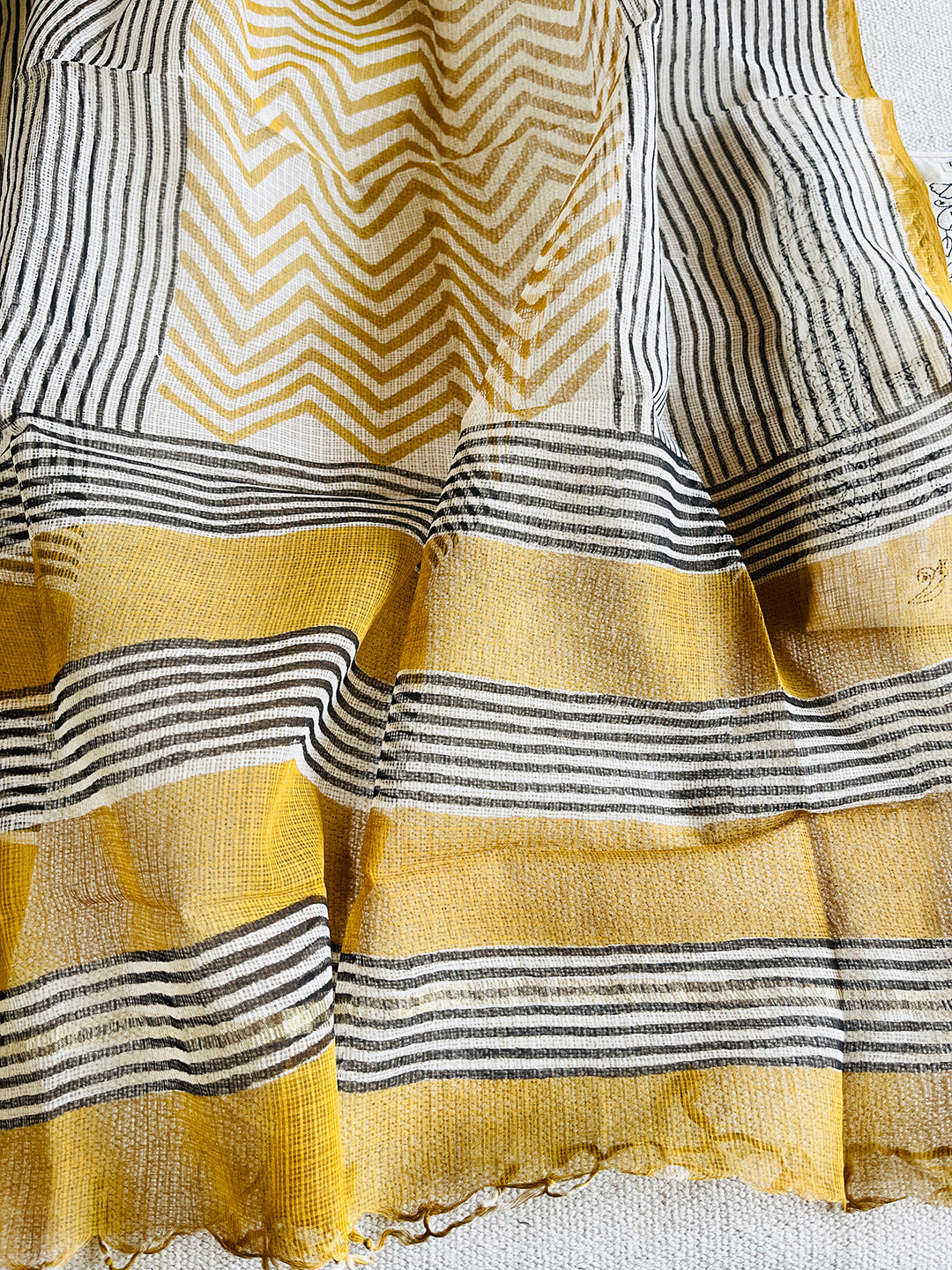 STRIPES PLAY MUSTARD KOTA DORIA DUPATTA