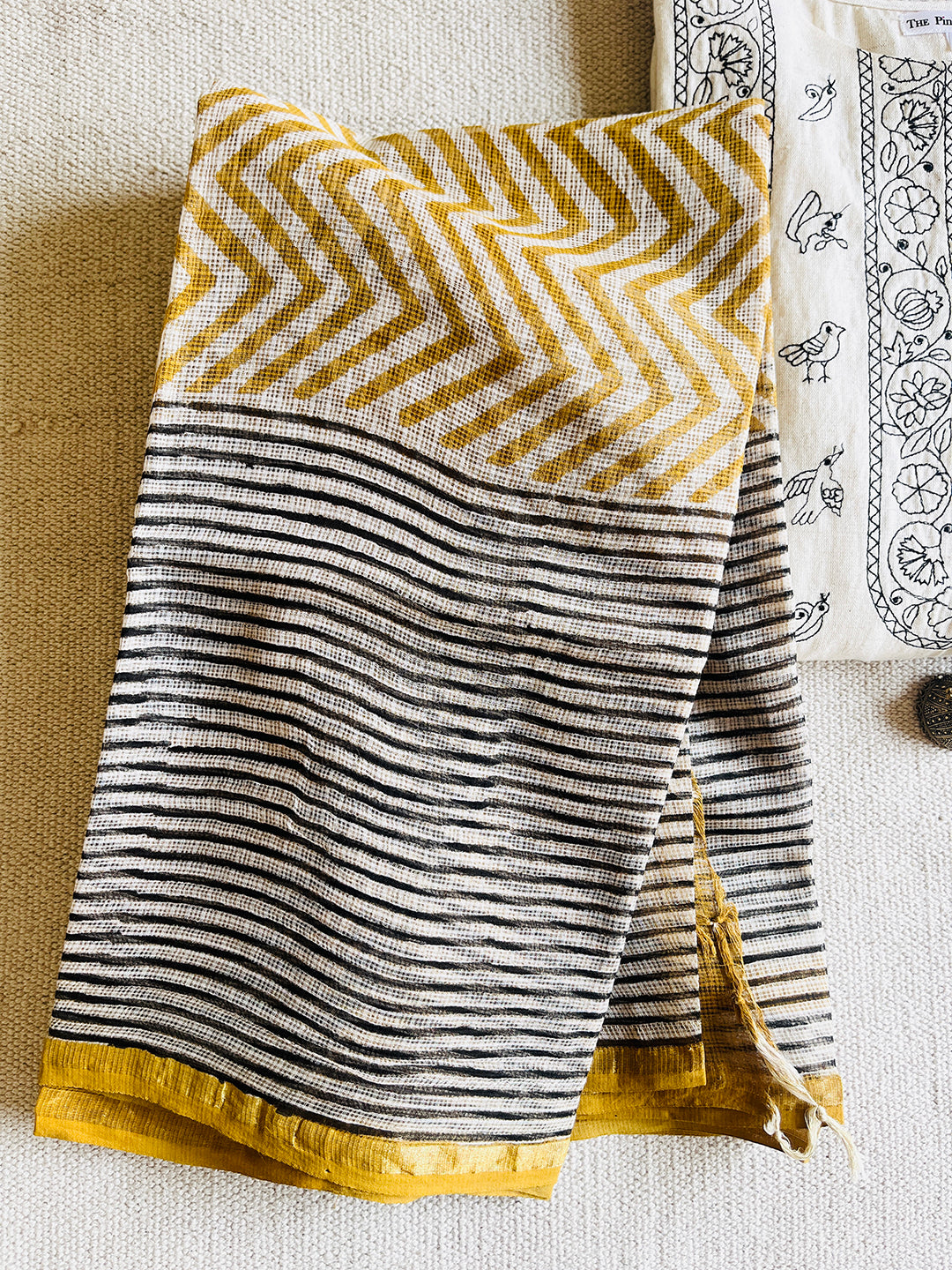STRIPES PLAY MUSTARD KOTA DORIA DUPATTA