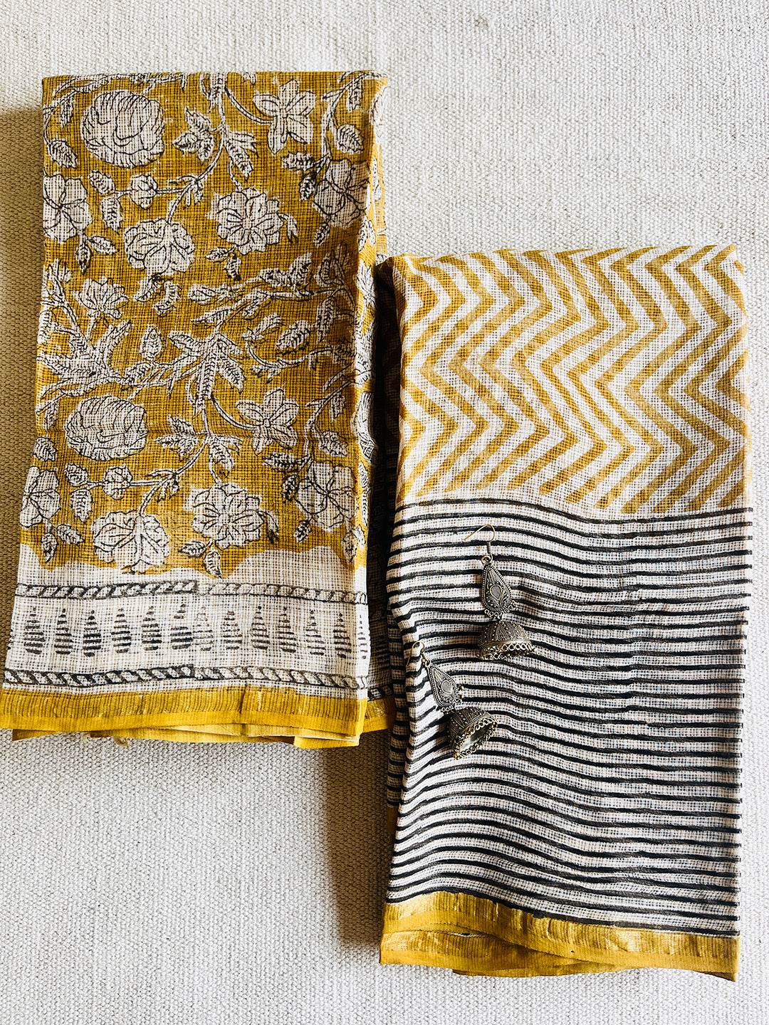 MUSTARD FLORAL JAAL KOTA DORIA DUPATTA