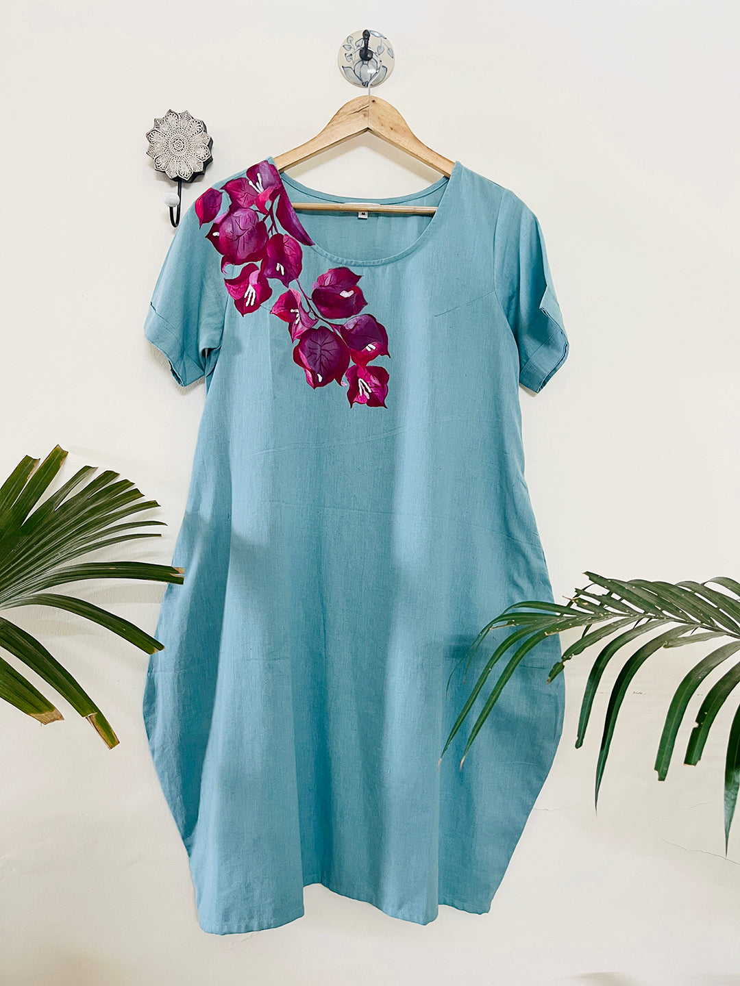 EXCLUSIVE- BOUGAINVILLEA HAND-PAINTED DAY DRESS