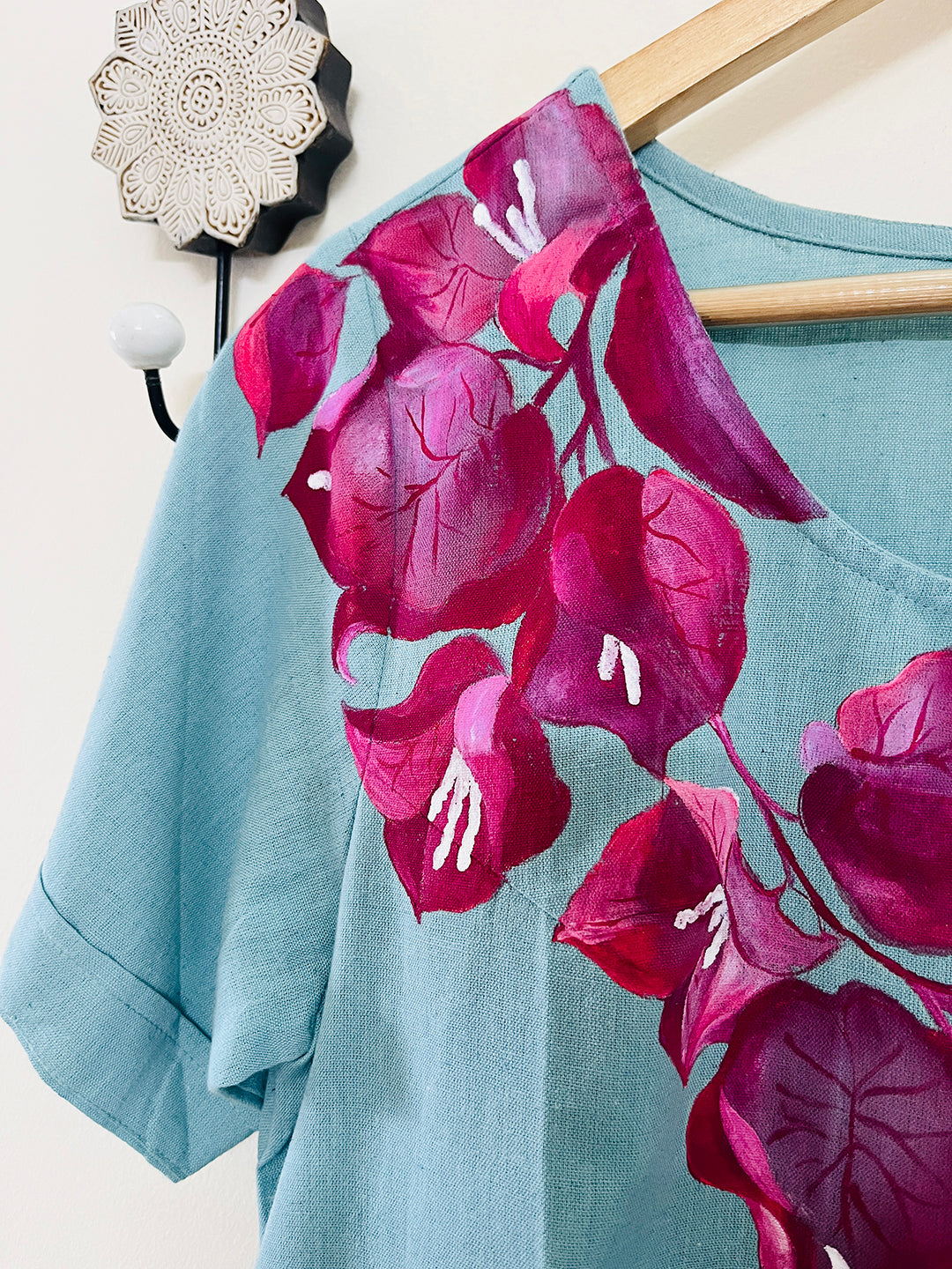 EXCLUSIVE- BOUGAINVILLEA HAND-PAINTED DAY DRESS